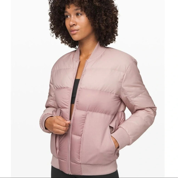 Lululemon Roam Far Wool Bomber Jacket Porcelain Pink - Picture 3 of 15